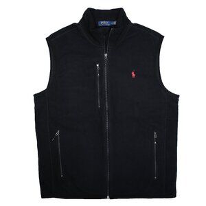 NWT Polo Ralph Lauren Men Pony Performance Fleece Vest Full Zip Black MSRP $148